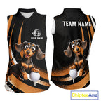 Personalized Dachshund Sleeveless Golf Polo Shirt, Funny Custom Name Dog Golf Shirt