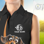 Personalized Dachshund Sleeveless Golf Polo Shirt, Funny Custom Name Dog Golf Shirt