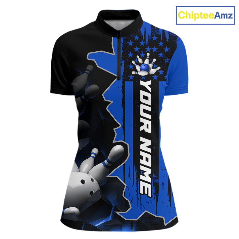 's Custom Bowling Tournament Polo Shirt & 1/4 Zip – Personalized Team Bowling Jersey