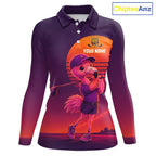 Personalized Flamingo Golf Shirt - Retro Sunset Golf Polo Shirt