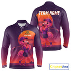 Personalized Flamingo Golf Shirt - Retro Sunset Golf Polo Shirt