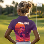 Personalized Flamingo Golf Shirt - Retro Sunset Golf Polo Shirt