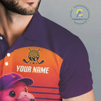 Personalized Flamingo Golf Shirt - Retro Sunset Golf Polo Shirt