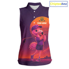 Personalized Flamingo Golf Shirt - Retro Sunset Sleeeveless Golf Polo Shirt