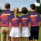 Personalized Flamingo Golf Shirt - Retro Sunset Golf Polo Shirt