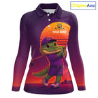 Personalized Alligator Golf Shirt - Retro Sunset Golf Polo Shirt