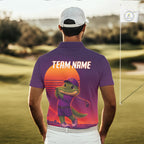 Personalized Alligator Golf Shirt - Retro Sunset Golf Polo Shirt