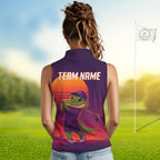 Personalized Alligator Golf Shirt - Retro Sunset Sleeeveless Golf Polo Shirt