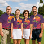 Personalized Alligator Golf Shirt - Retro Sunset Golf Polo Shirt