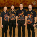 Personalized Bowling Jersey Custom Name Orange Grim Reaper Skull Bowling Polo Shirt Gift