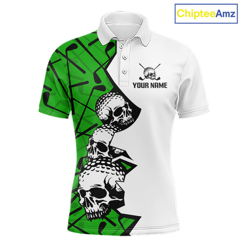 Custom Skull Golf Polo Shirt Personalized Name, Tournament Golf Team Polo Jersey