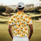 Personalized Sunflower Golf Polo Shirt Custom Name Floral Golf Polo