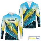 Mahi Mahi Hooded Fishing Shirt Custom Name Upf UV Protection Performance Long Sleeve Gift