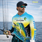 Mahi Mahi Hooded Fishing Shirt Custom Name Upf UV Protection Performance Long Sleeve Gift