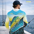 Mahi Mahi Hooded Fishing Shirt Custom Name Upf UV Protection Performance Long Sleeve Gift