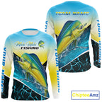 Mahi Mahi Fishing Shirt Custom Name Upf UV Protection Performance Long Sleeve Gift