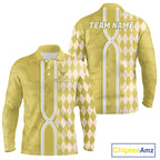 Custom Golf Polo Shirt, Argyle Yellow Golf Shirt, Personalized Name Team Golf Polo