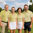 Custom Golf Polo Shirt, Argyle Yellow Golf Shirt, Personalized Name Team Golf Polo