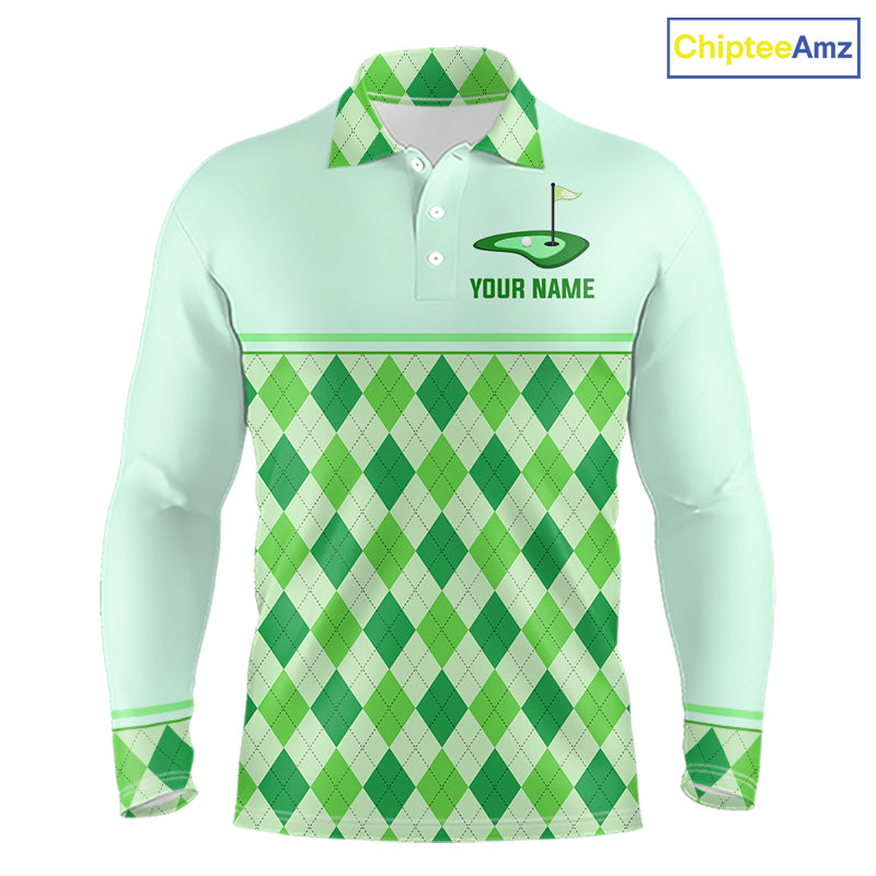 Green Argyle Golf Polo Shirt Personalized Golf Shirt Golf Outfit Family Team Shirts
