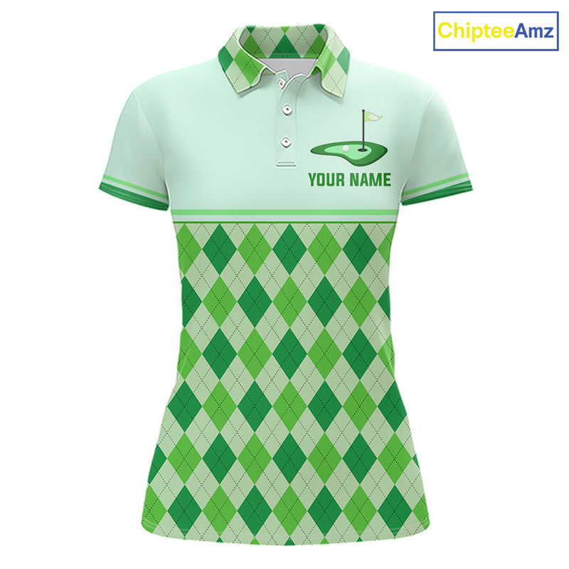 Green Argyle Golf Polo Shirt Personalized Golf Shirt Golf Outfit Family Team Shirts