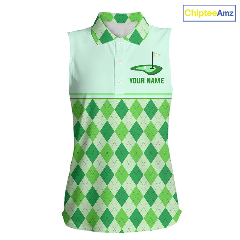Green Argyle Golf Polo Shirt Personalized Sleeves Golf Shirt Golf Outfit Family Team Shirts