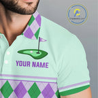 Green Purple Argyle Golf Polo Shirt Personalized Golf Shirt Golf Outfit Family Team Shirts