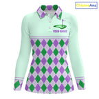 Green Purple Argyle Golf Polo Shirt Personalized Golf Shirt Golf Outfit Family Team Shirts