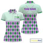 Green Purple Argyle Golf Polo Shirt Personalized Golf Shirt Golf Outfit Family Team Shirts