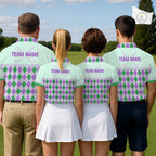 Green Purple Argyle Golf Polo Shirt Personalized Golf Shirt Golf Outfit Family Team Shirts