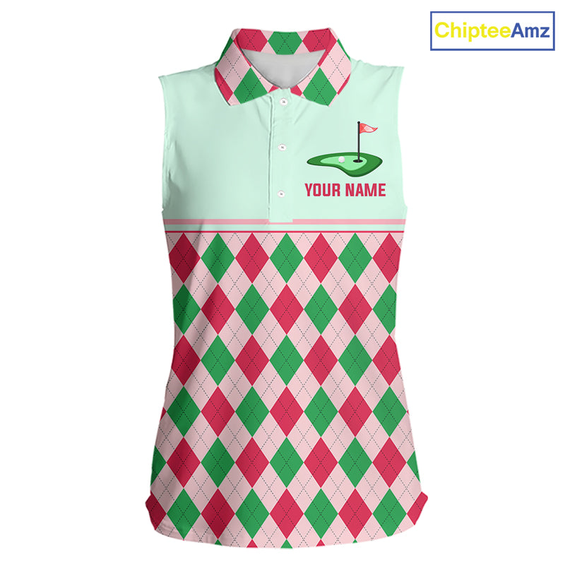 Green Red Argyle Golf Polo Shirt Personalized Sleeves Golf Shirt Golf Outfit Family Team Shirts