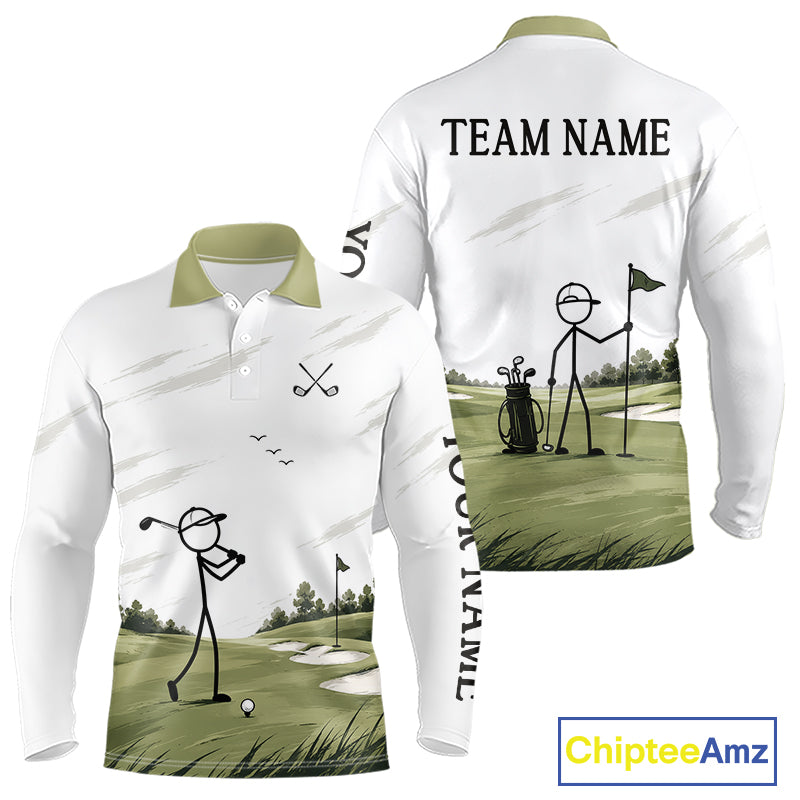 Personalized Stick Figure Golf Top, Custom Golf Polo Shirt For Golfers, Golf Team Gift