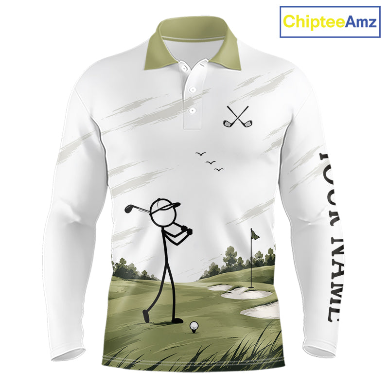 Personalized Stick Figure Golf Top, Custom Golf Polo Shirt For Golfers, Golf Team Gift