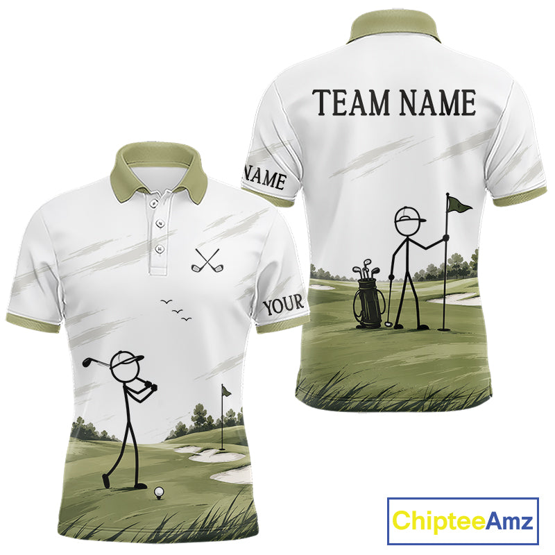 Personalized Stick Figure Golf Top, Custom Golf Polo Shirt For Golfers, Golf Team Gift