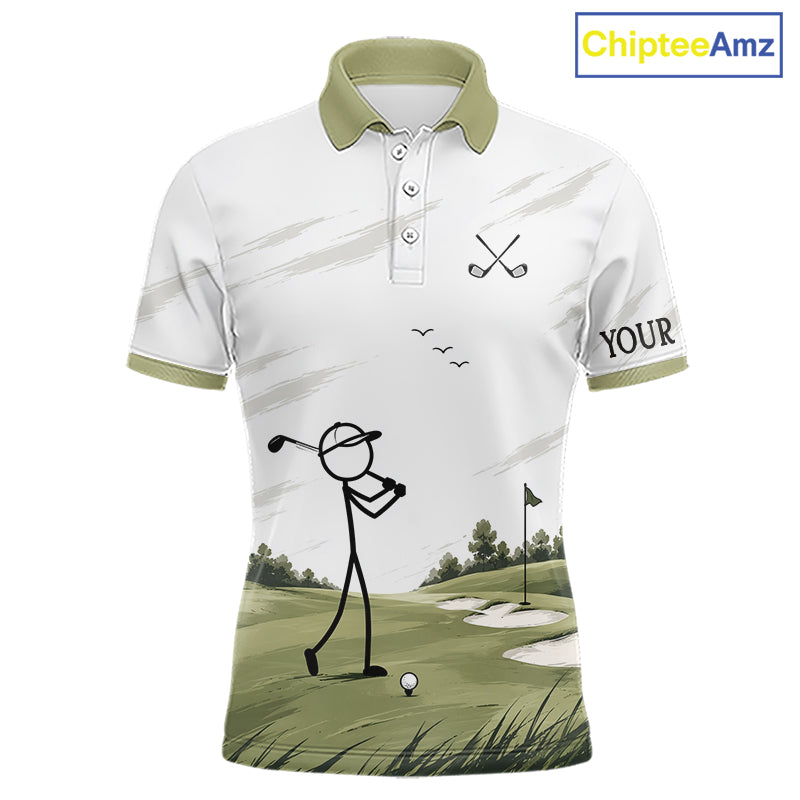 Personalized Stick Figure Golf Top, Custom Golf Polo Shirt For Golfers, Golf Team Gift