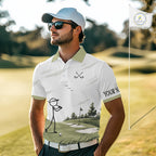 Personalized Stick Figure Golf Top, Custom Golf Polo Shirt For Golfers, Golf Team Gift