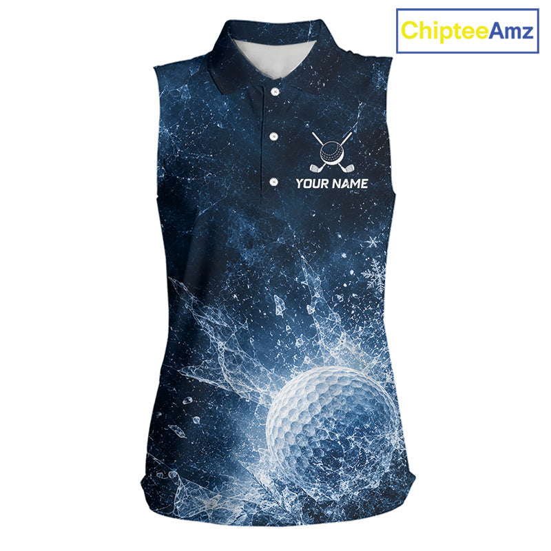 Ice Splash Golf Top, Personalized Sleeveless Golf Polo Shirt, Custom Golf Team Shirt, Golf Gift