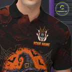 Custom Halloween Bowling Shirt, Personalized Team Name Pumpkin Bowling Polo, Halloween Gift