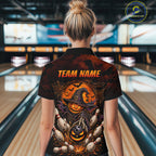 Custom Halloween Bowling Shirt, Personalized Team Name Pumpkin Bowling Polo, Halloween Gift