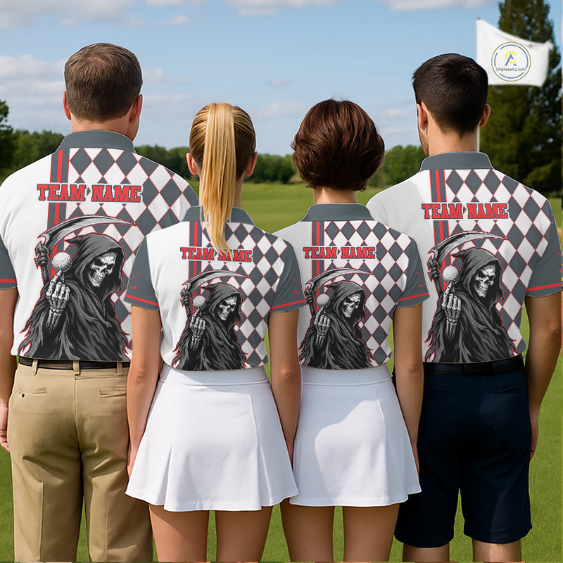 Personalized Skeleton Golf Polo Shirt - Funny Grim Reaper Golf Team Polo