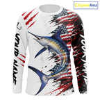 Marlin Fishing Jersey Design American Flag Long Sleeve Fishing Shirt