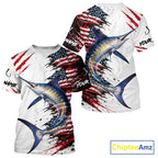 Marlin Fishing Jersey Design American Flag Short Sleeve Fishing Shirt