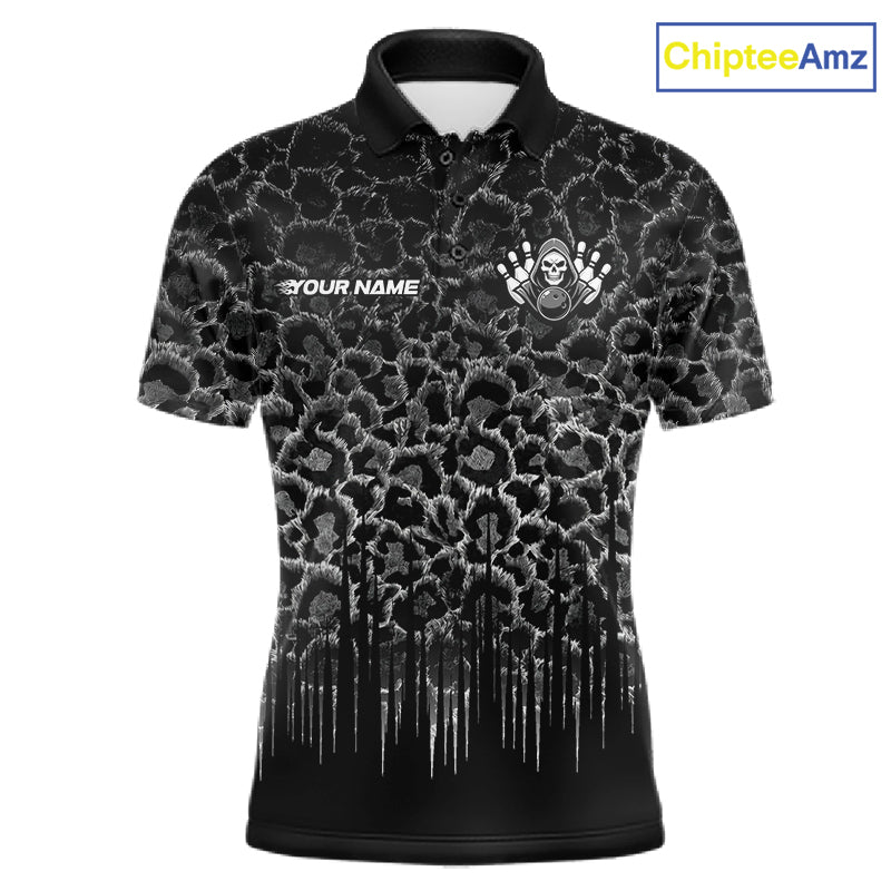 Personalized Black Fire Skull Bowling Polo Shirt & Quarter Zip With Custom Team Name