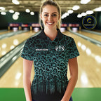Personalized Green Fire Skull Bowling Polo Shirt & Quarter Zip With Custom Team Name