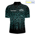 Personalized Green Fire Skull Bowling Polo Shirt & Quarter Zip With Custom Team Name