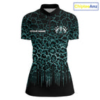Personalized Green Fire Skull Bowling Polo Shirt & Quarter Zip With Custom Team Name