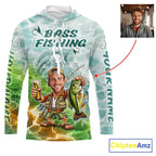 Custom Photo Funny Bass Fishing Shirts Long Sleeve Hooded, Fishing Team Jersey