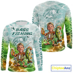 Custom Photo Funny Bass Fishing Shirts Long Sleeve, Fishing Team Jersey