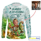 Custom Photo Funny Bass Fishing Shirts Long Sleeve, Fishing Team Jersey