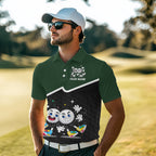 Custom Green And Black Golf Polo Shirt, Custom Golf Balls Team Jerseys