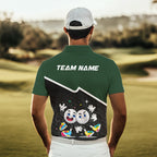 Custom Green And Black Golf Polo Shirt, Custom Golf Balls Team Jerseys